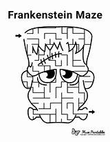 Mazes Halloween Maze Printable Frankenstein sketch template