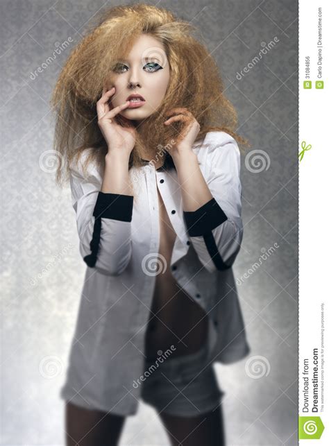 Rock Sensual Girl On Old Fashion Background Royalty Free