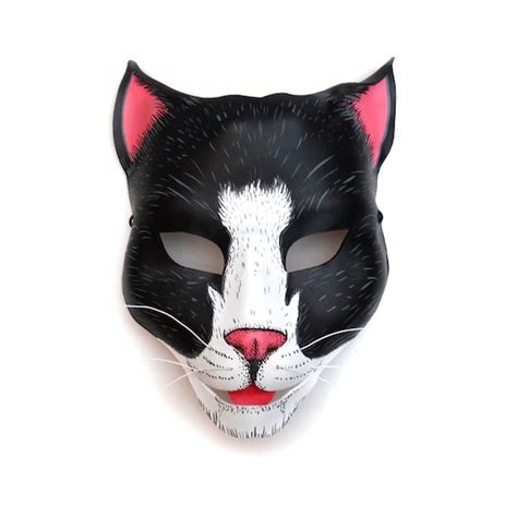 cat mask halloween leather masks kitty feline black white pink