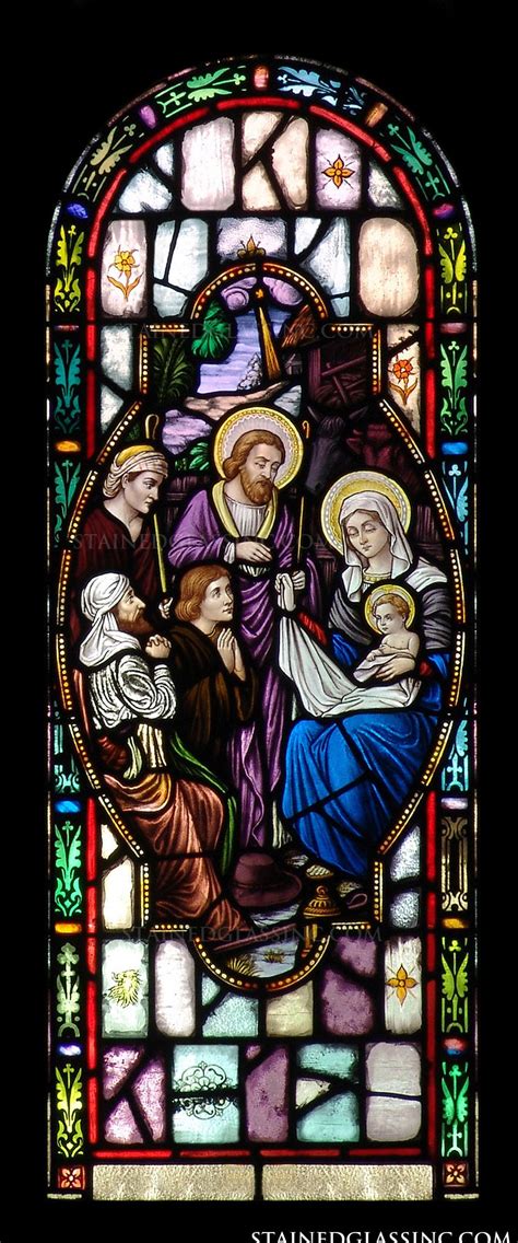 nativity  christ religious stained glass window