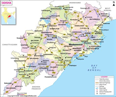 Odisha Orissa Map State Districts Information And Facts