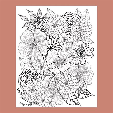 flower coloring page floral coloring page adult coloring