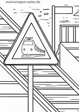 Eisenbahn Zug Achtung Malvorlage Verkehrszeichen sketch template
