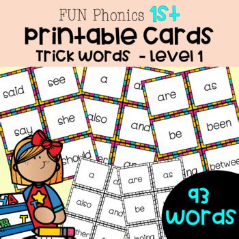 fun phonics trick words sight words level  st grade printable cards