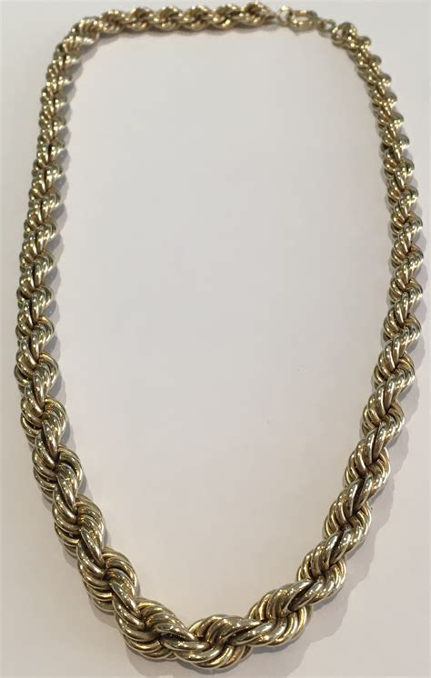 yellow gold rope chain necklace  mm length  tangible