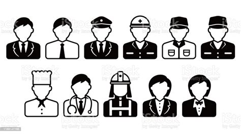 worker avatar icon illustration set business person blue collar worker