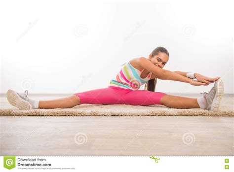 Teenage Girl Doing Stretching Exercises Stock Image Image Of Mind