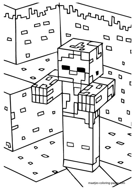 minecraft zombies coloring page