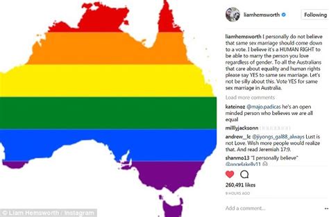 liam hemsworth supports australia s same sex marriage