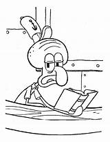 Coloring Pages Squidward Reading Book Spongebob Printable Bob Sponge Print Squarepants Color Popular Drawing sketch template