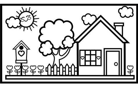 easy house coloring page  printable coloring pages  kids