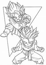 Trunks Dbz Goten Gotenks Goku Coloringhome sketch template