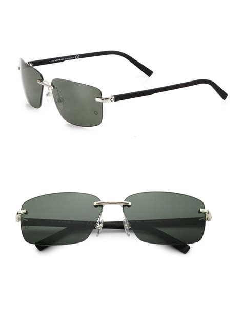 Lyst Montblanc 64mm Rimless Rectangle Sunglasses In Gray