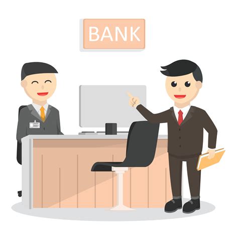 bank teller serve businessman design character  white background  vector art  vecteezy