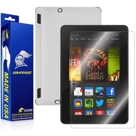 kindle fire hdx  screen protector white carbon fiber film protecto