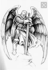 Tattoo Michael Archangel Drawings Angel Warrior Guardian Knight Tattoos Sleeve sketch template