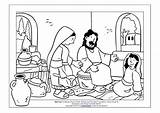 Martha Mary Coloring Jesus Pages Meals Printable Color Getcolorings sketch template