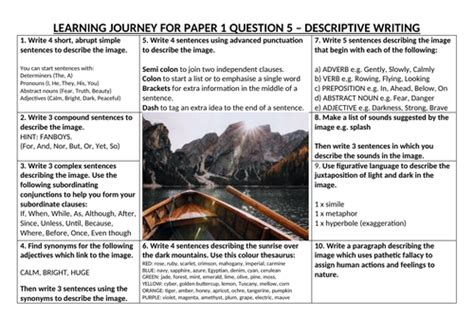 paper  question  descriptive writing learning journey teaching