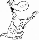Guitar Dinosaur Coloring Pages Dino Drawing Clipart Electric Plays Outline Playing Cartoon Getdrawings Music Background Printable Singing Categories Clip Surfnetkids sketch template