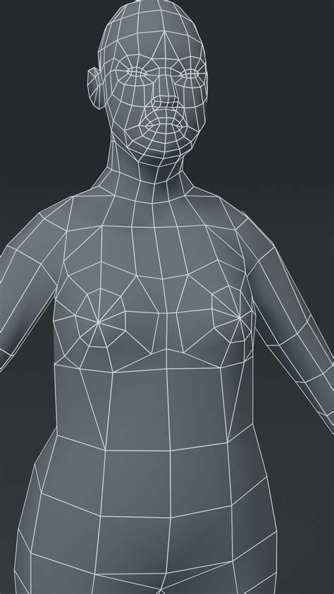 3d model female body fat base mesh 3d model 1000 polygons vr ar low