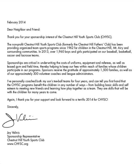 sports sponsorship letter details mous syusa