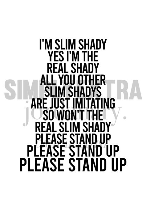 Eminem Lyrics Print Slim Shady Lyrics Quote Wall Prints Etsy