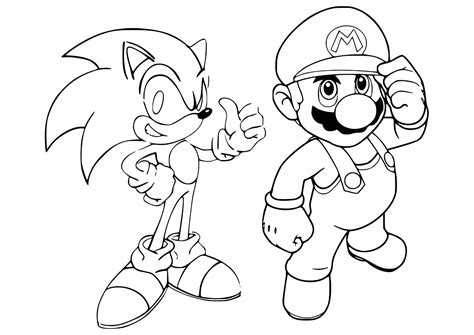 mario  sonic pages coloring pages