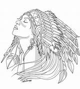 Coloring Pages Adult Printable Adults Color Women Native American Colouring Drawing Tattoo Therapy Girls Drawings Print Book Beautiful Books Choose sketch template