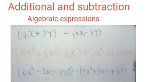 addition  subtraction  algebraic expression youtube