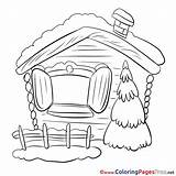 Fence Colouring Christmas House Coloring sketch template