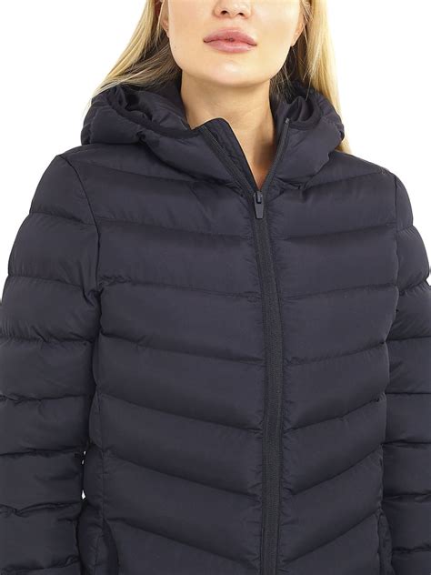 womens puffer coat padded mid length parka jacket size      black ebay