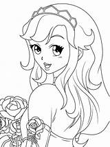 Coloring Beautiful Ladies Manga Rose Take Pages Button Using Print sketch template