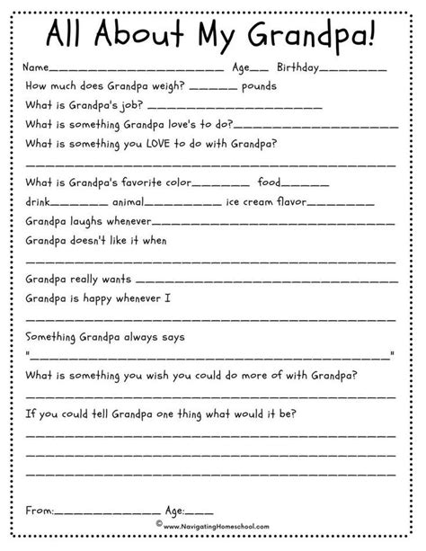 grandpa questionnaire  fathers day   fathers