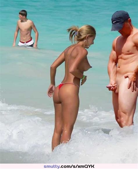 beach topless smallcock humiliated hubby bigboobs bignipples smileonherface