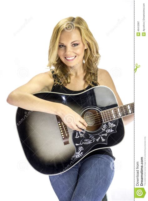 Female Singer Songwriter Musician With Acoustic Guitar
