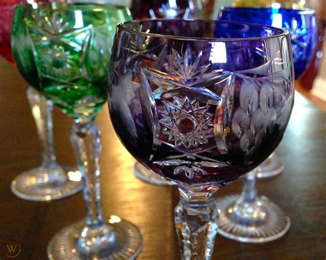 German Colored Crystal Wine Glasses Diamond