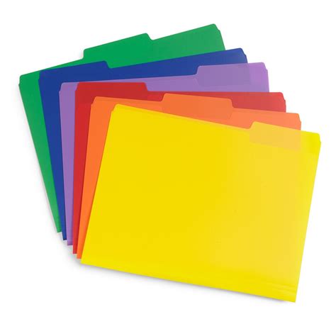 plastic file folders letter size assorted colors  pack blue