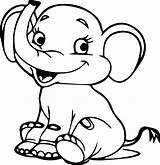 Elephant Cartoon Drawing Coloring Baby Cute Getdrawings sketch template