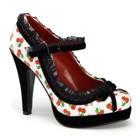 Pinup Couture Bettie 16 Cherry Print Mary Jane Pump