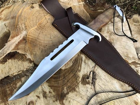 inches tactical bowie knife  leather sheath
