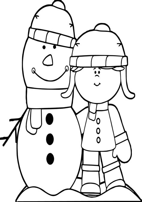 winter girl  snowman coloring page wecoloringpagecom