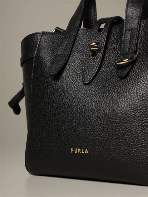 furla mini tote bag  grained leather black mini bag furla