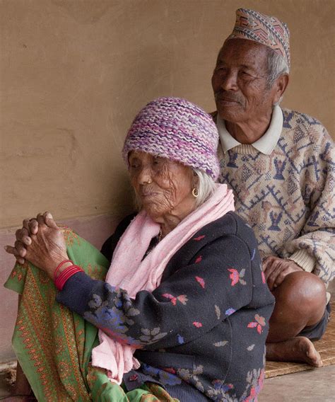elder couple nepal photograph by michael havice