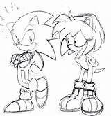 Sonic Amy Pages Coloring Kissing Kawaii Deviantart Template Shadow sketch template