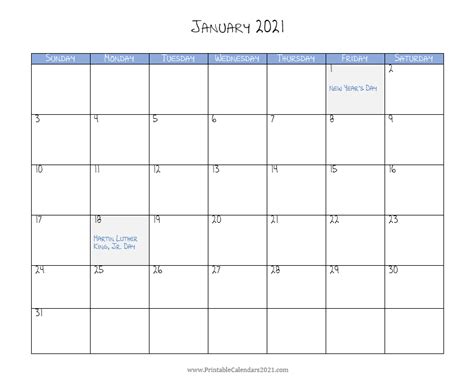 2021 Monthly Calendar Printable Word 2021 Calendar Pdf
