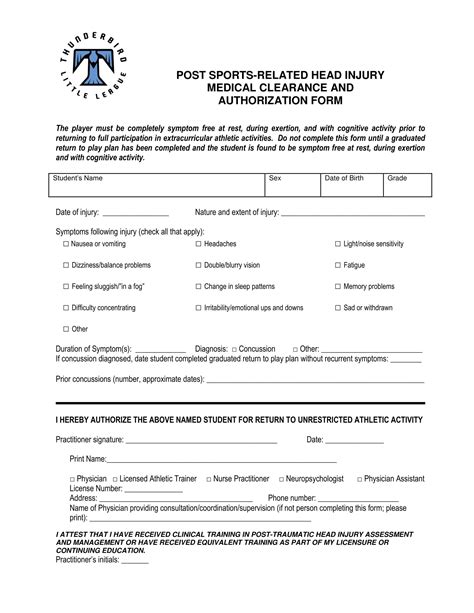 printable medical clearance form