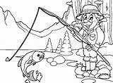 Fisherman Lake Coloring Landscape Pages Fishing Kids Printable Adult Categories sketch template