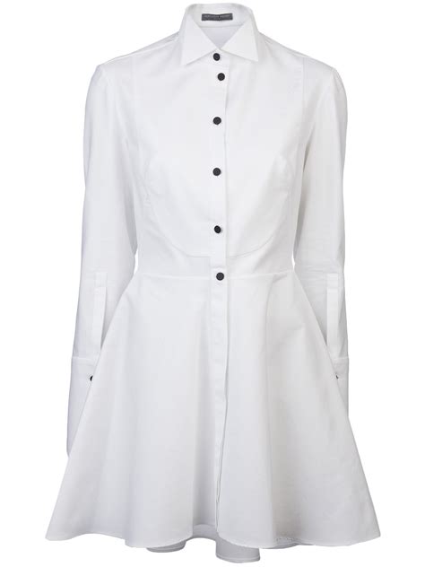Lyst Alexander Mcqueen Tuxedo Shirt Dress In White