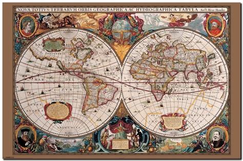 vintage world map  huge canvas print  poster ebay