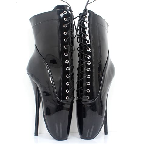 spike high heel ballet ankle boots sexy fetish pointed toe lace up plus